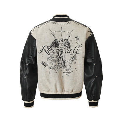 Men's Retro Angel Wings Baseball Jacket
