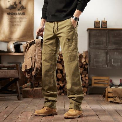Men's Retro Casual Cargo Pants with Multi-Pockets