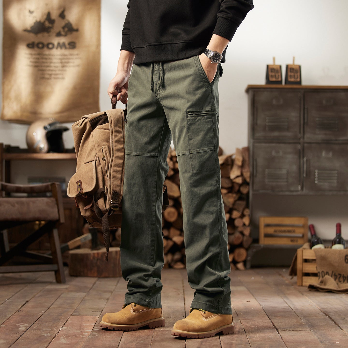 Men's Retro Casual Cargo Pants with Multi-Pockets