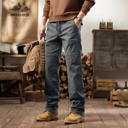 Men's Retro Casual Cargo Pants with Multi-Pockets