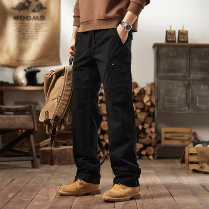 Men's Retro Casual Cargo Pants with Multi-Pockets