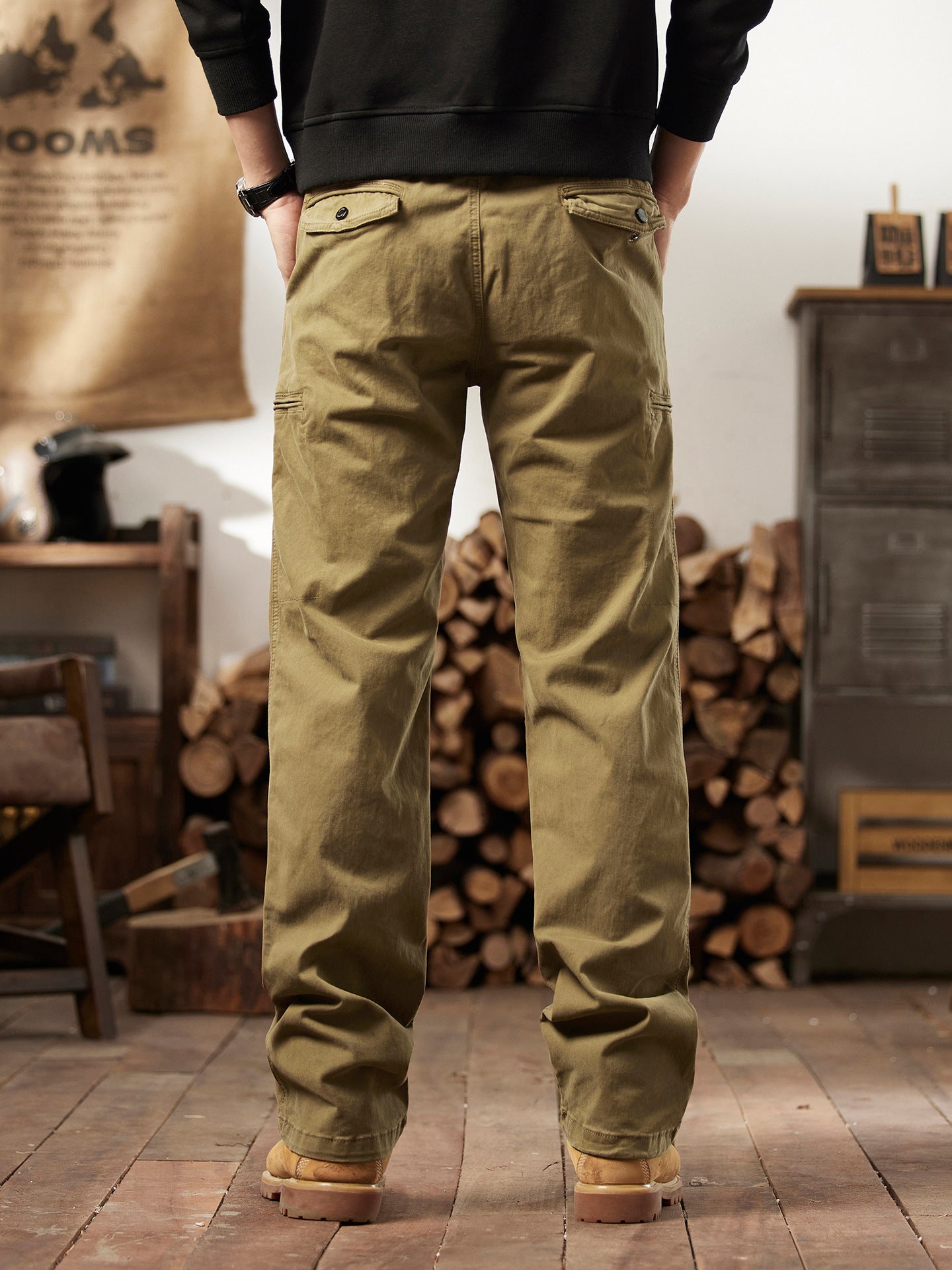 Men's Retro Casual Cargo Pants with Multi-Pockets