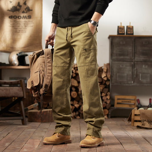Men's Retro Casual Cargo Pants with Multi-Pockets