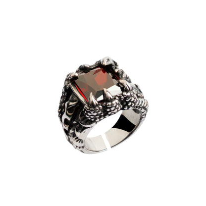 Men's Retro Dragon Claw Zircon Open Ring