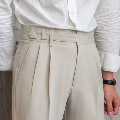 Men's Retro Straight Cropped Dress Pants