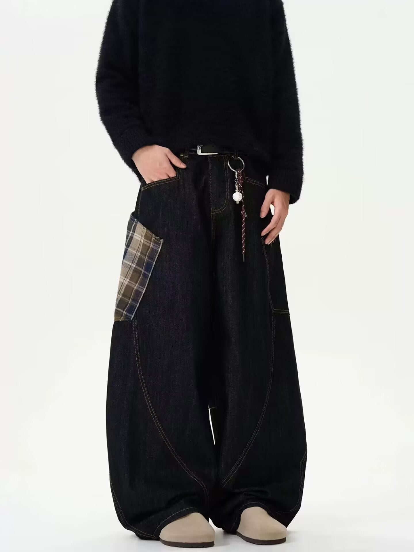 Men's Retro Wide Leg Denim Pants