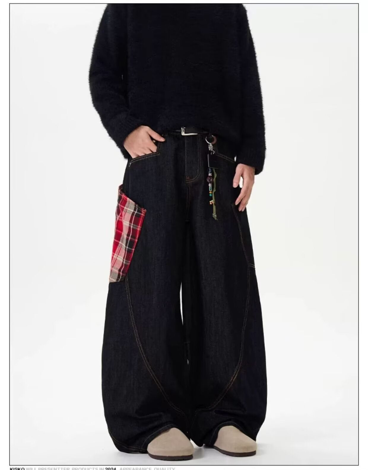 Men's Retro Wide Leg Denim Pants
