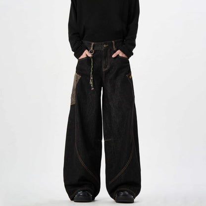 Men's Retro Wide Leg Versatile Pants and Jeans American Retro Jeans for Men