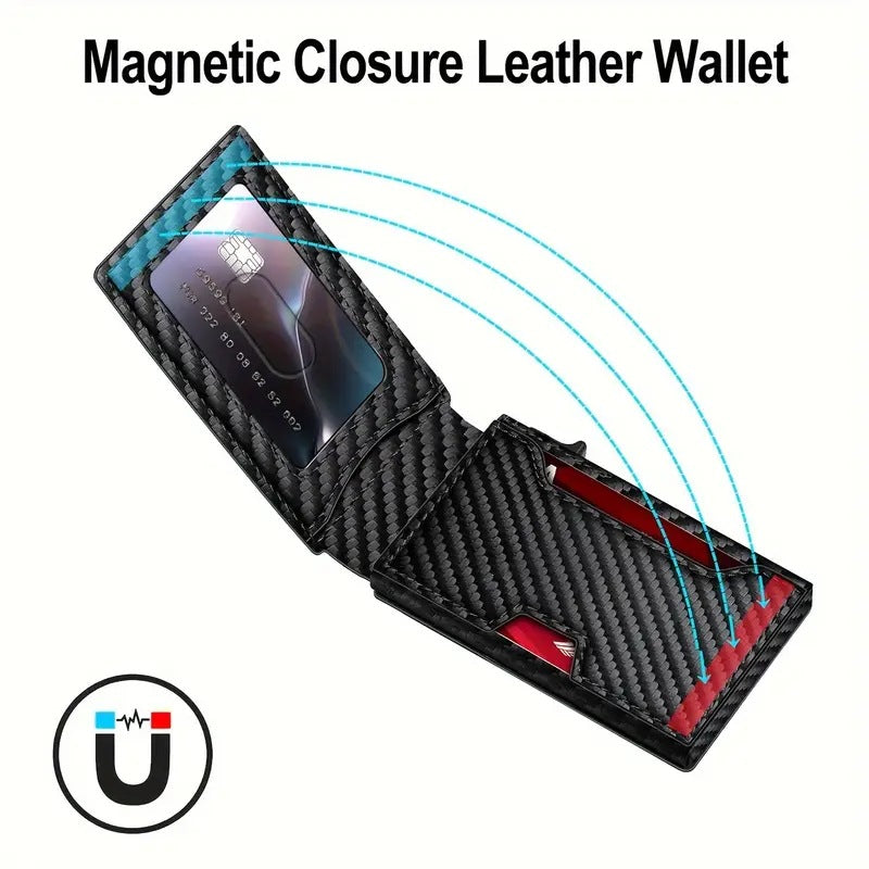 Men's RFID Blocking Leather Card Holder with Auto Eject