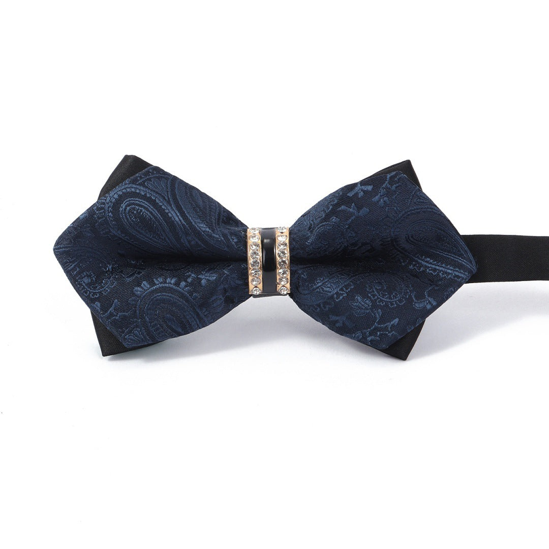 Men's Rhinestone Pointed Bow Tie for Formal Wear