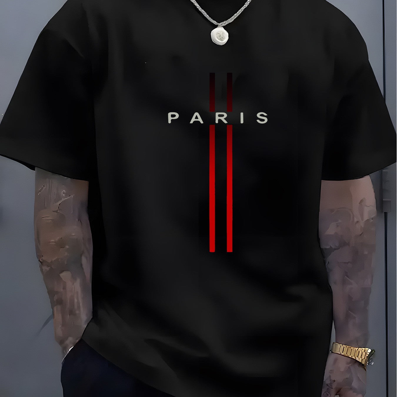 Men's Round Neck Casual Letter Print T-shirt