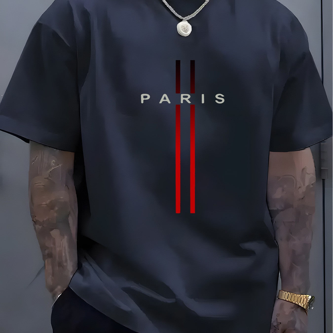 Men's Round Neck Casual Letter Print T-shirt