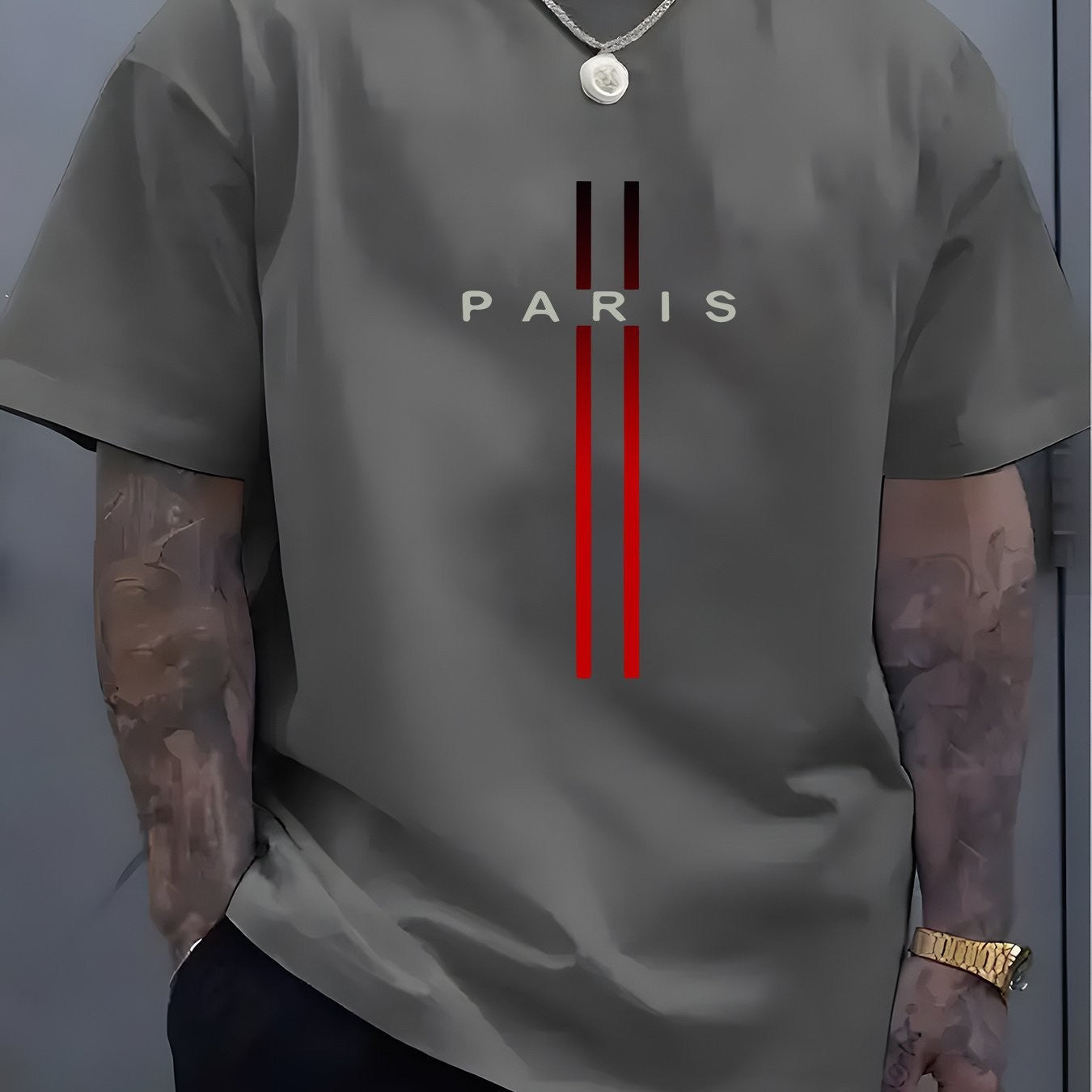 Men's Round Neck Casual Letter Print T-shirt