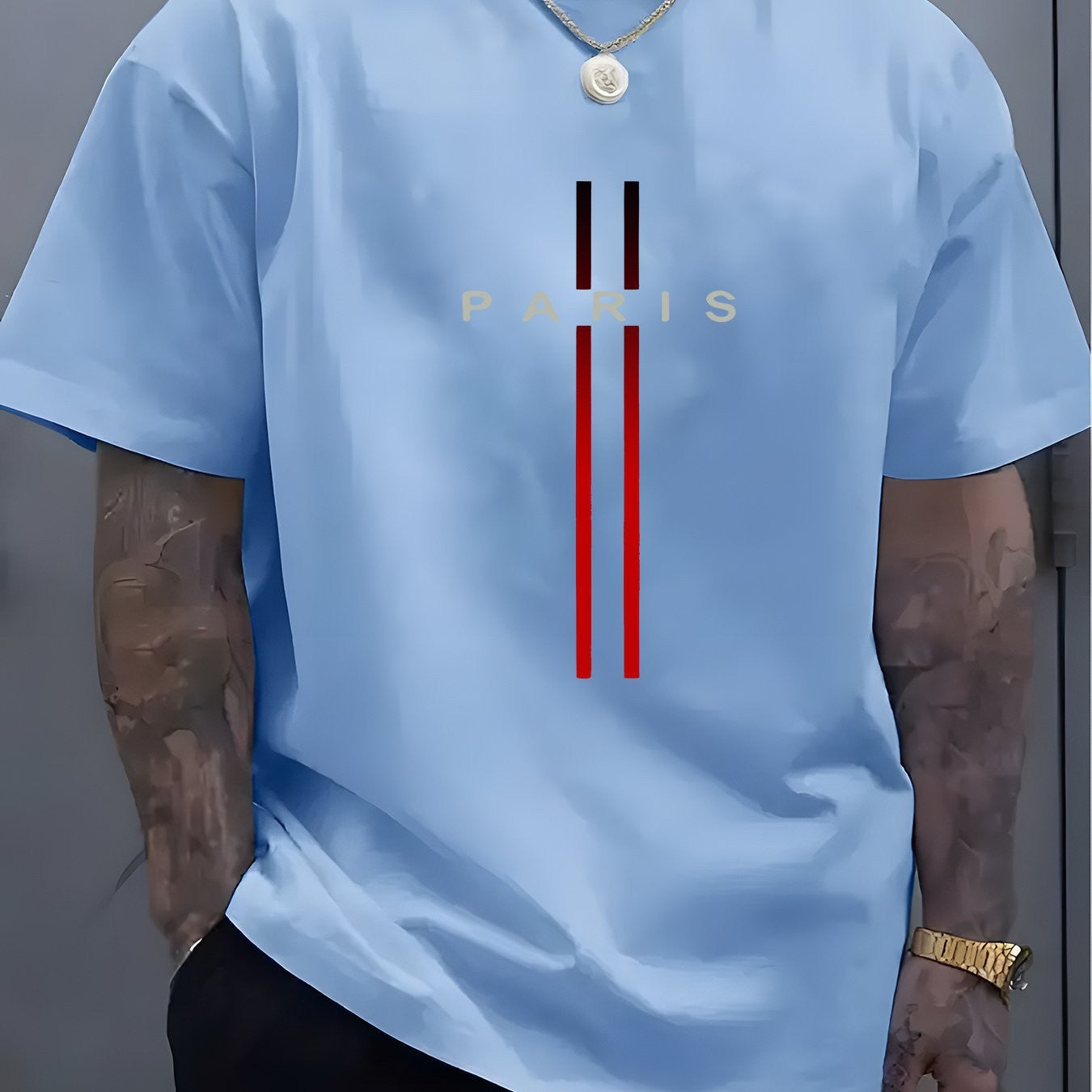 Men's Round Neck Casual Letter Print T-shirt