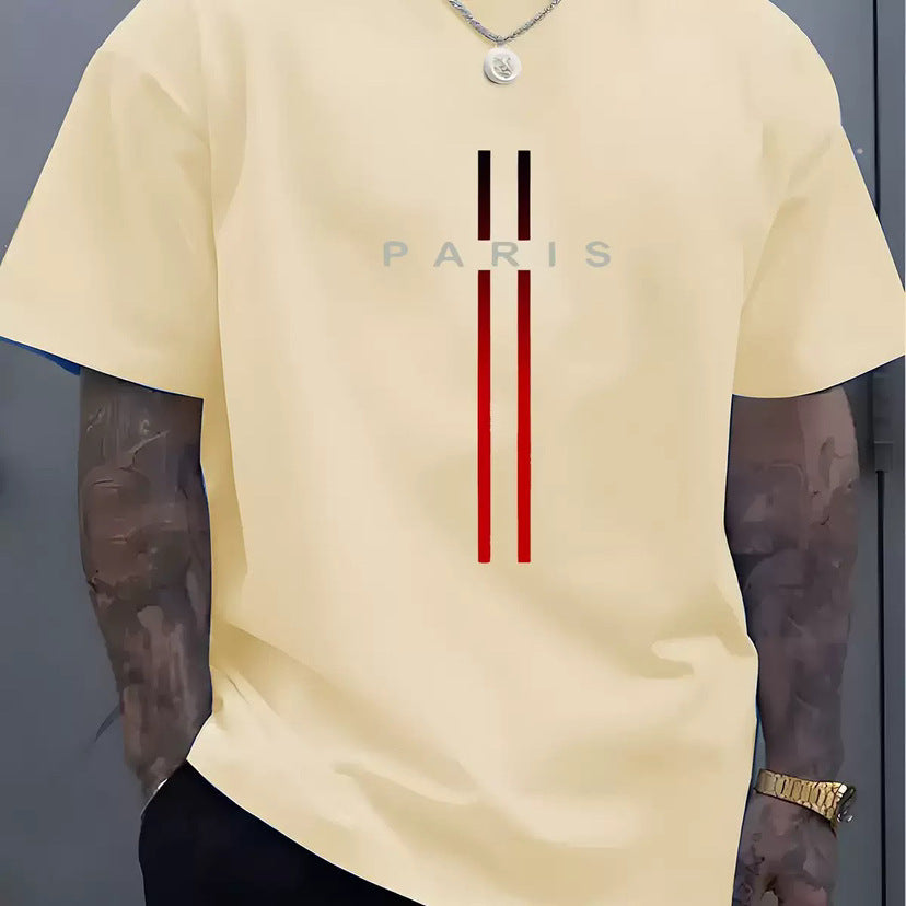 Men's Round Neck Casual Letter Print T-shirt