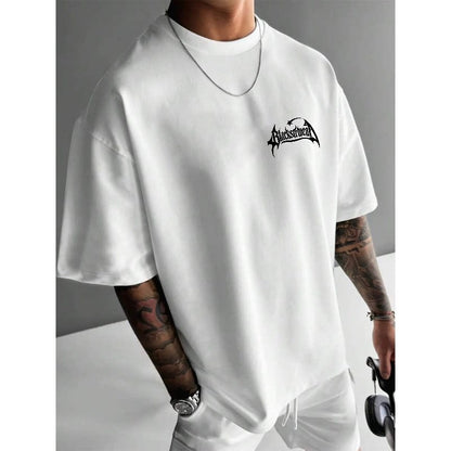 Men's Round Neck Casual Letter Print T-shirt