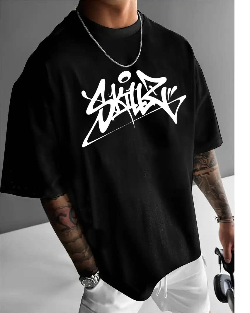 Men's Round Neck Casual Letter Print T-shirt