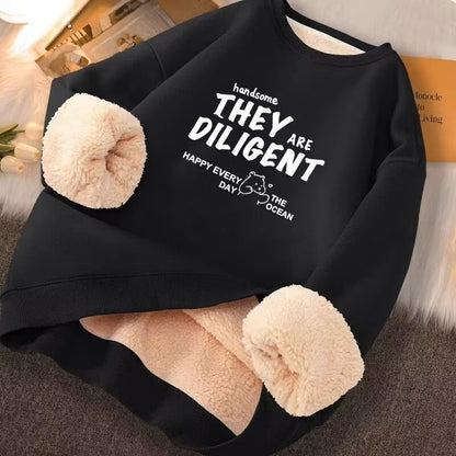 Men's round-neck long-sleeved fleece hoodie