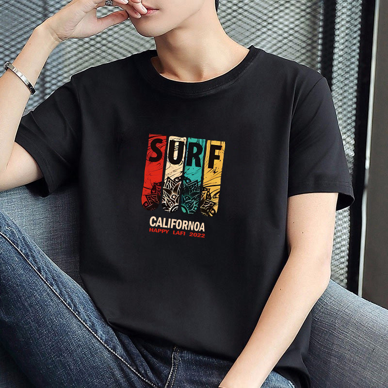 Men's round-neck printed simple and versatile T-shirt