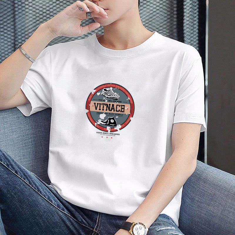 Men's round-neck printed simple and versatile T-shirt