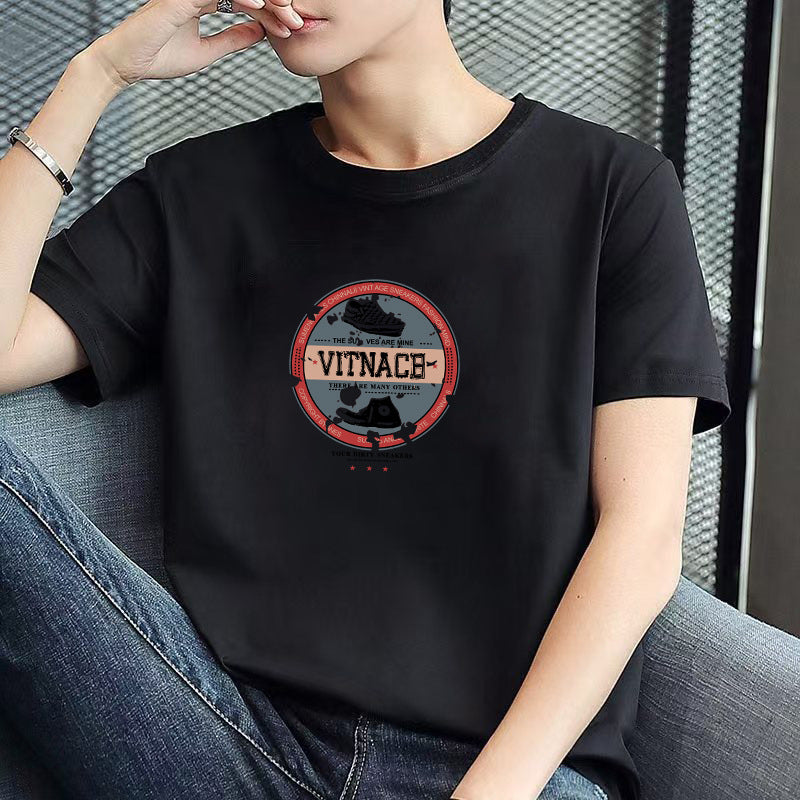 Men's round-neck printed simple and versatile T-shirt
