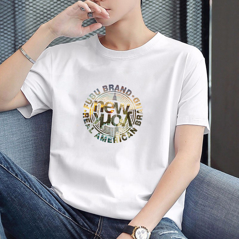 Men's round-neck printed simple and versatile T-shirt