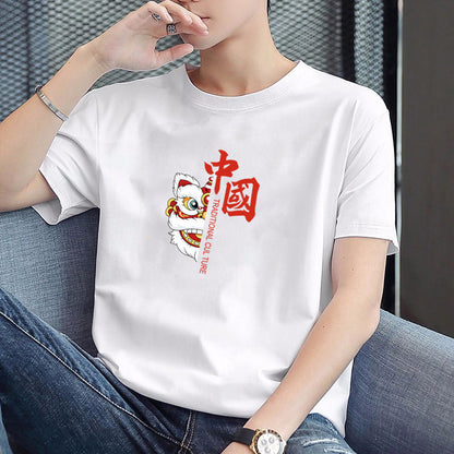Men's round-neck printed simple and versatile T-shirt