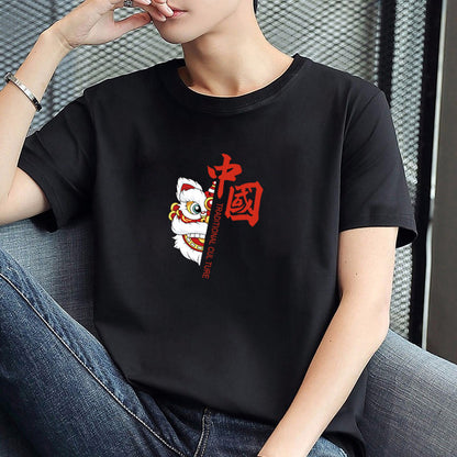 Men's round-neck printed simple and versatile T-shirt