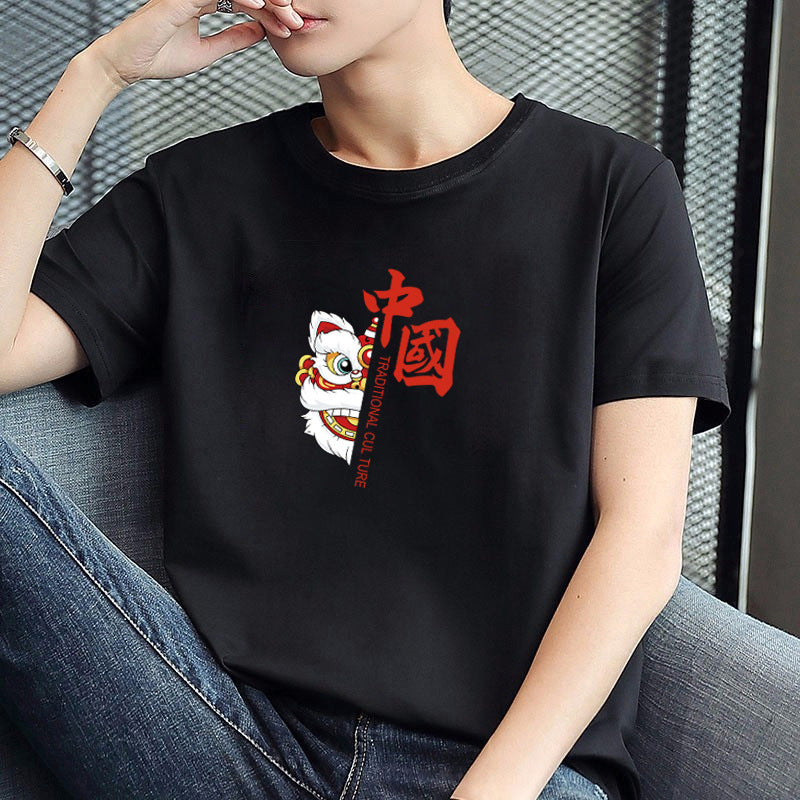 Men's round-neck printed simple and versatile T-shirt