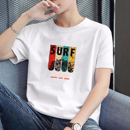 Men's round-neck printed simple and versatile T-shirt