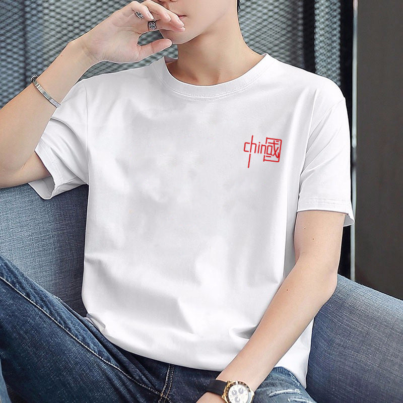 Men's round-neck printed simple and versatile T-shirt