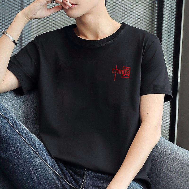 Men's round-neck printed simple and versatile T-shirt