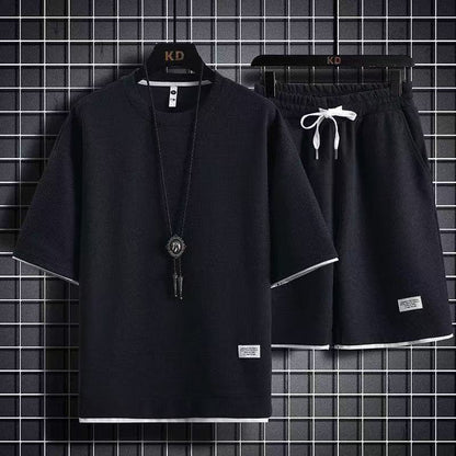 Men's Round-neck T-shirt and Shorts Set