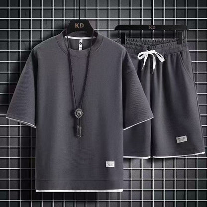Men's Round-neck T-shirt and Shorts Set