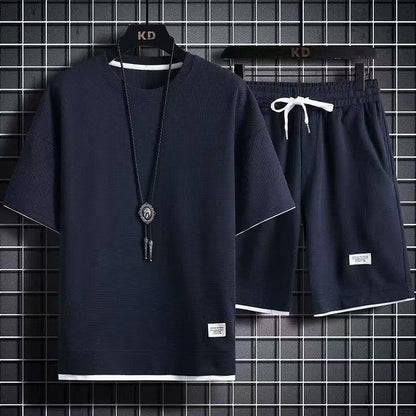 Men's Round-neck T-shirt and Shorts Set