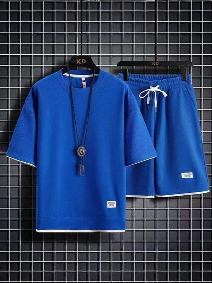 Men's Round-neck T-shirt and Shorts Set