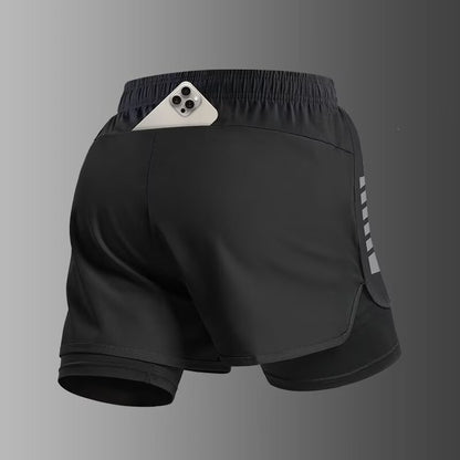 Men's Running Shorts with Phone Pocket Double-Layer Sports Shorts with Lining