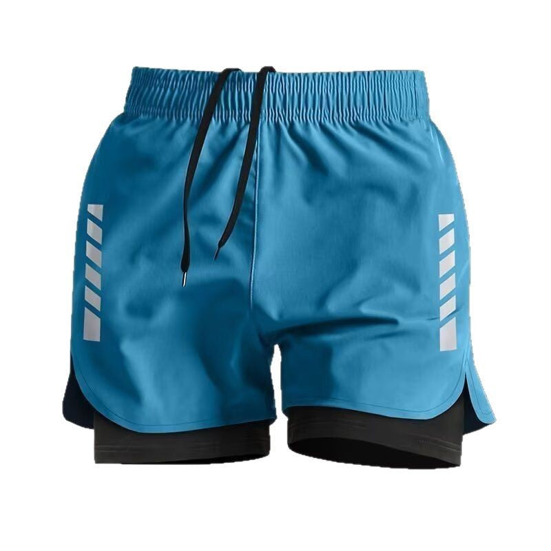 Men's Running Shorts with Phone Pocket Double-Layer Sports Shorts with Lining