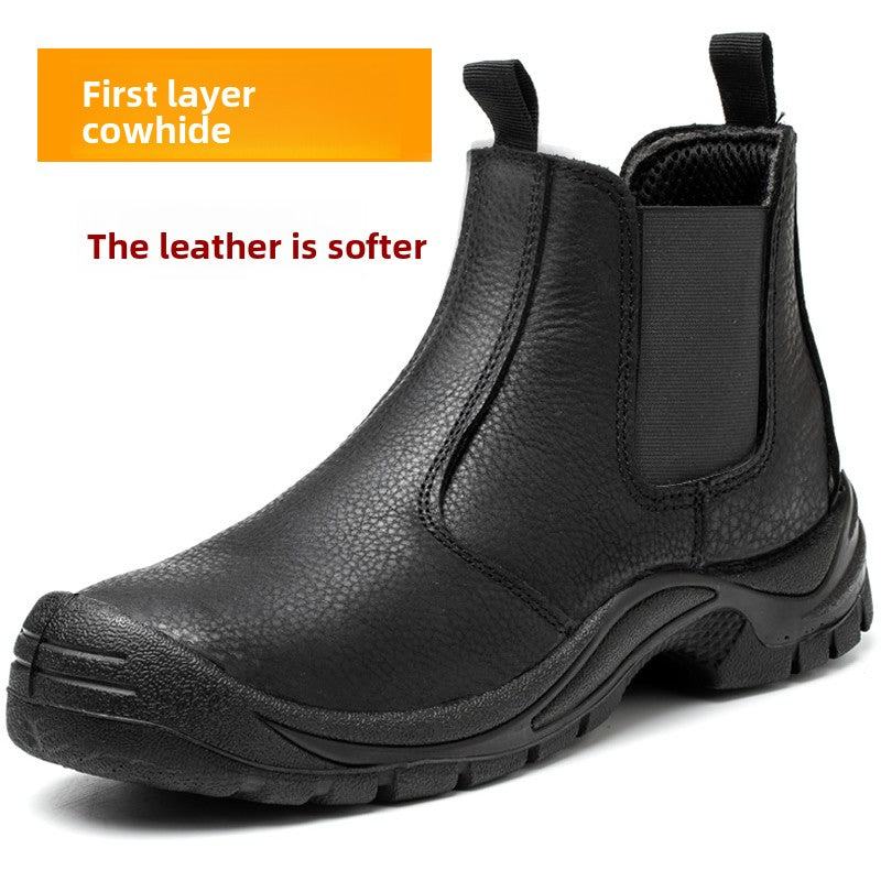 Men's Safety Work Boots Anti-Smash Anti-Puncture Cowhide