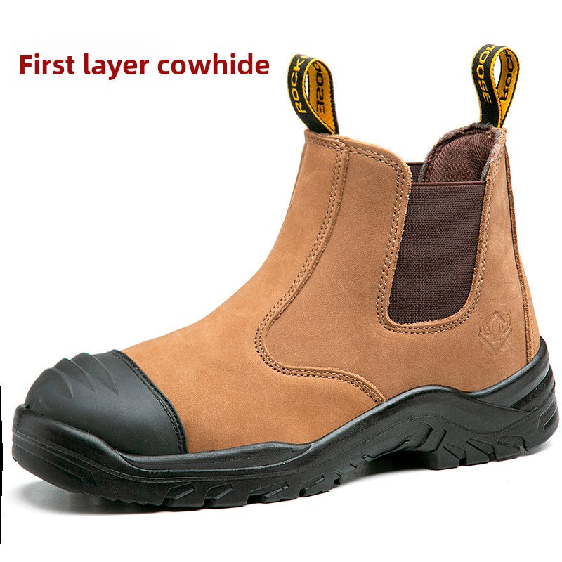 Men's Safety Work Boots Anti-Smash Anti-Puncture Cowhide