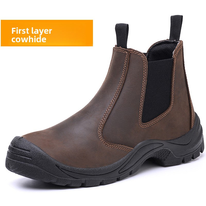 Men's Safety Work Boots Anti-Smash Anti-Puncture Cowhide