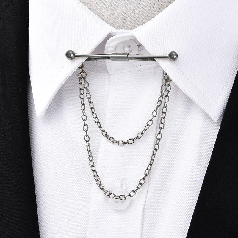 Men's Shirt Collar Pin with Tassel French Tie Bar