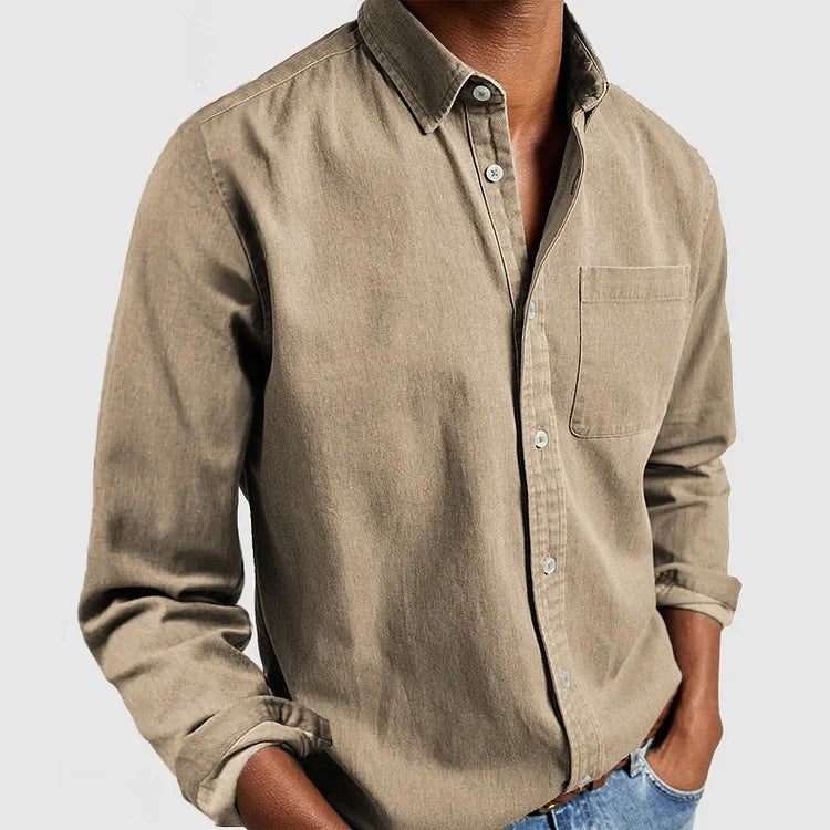 Men's Shirt New Long-Sleeved Lapel Men's Shirt