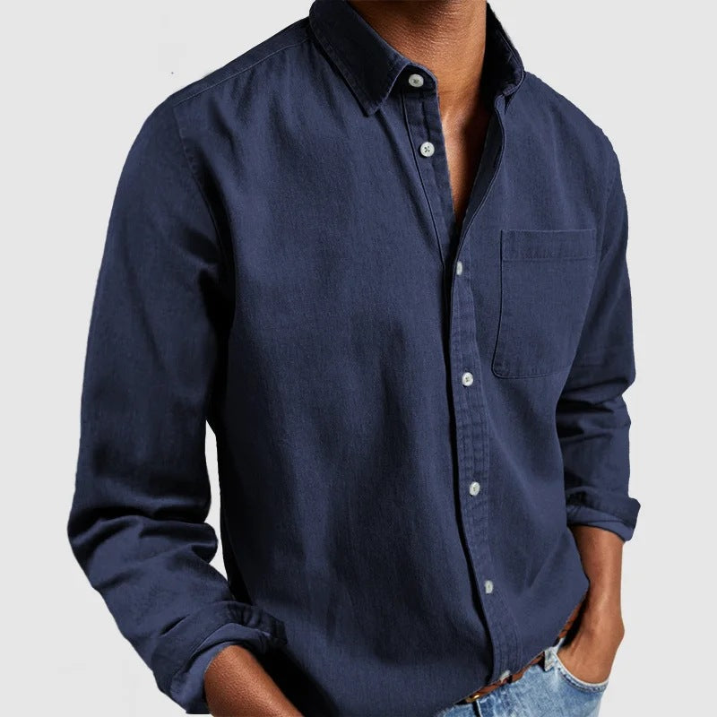 Men's Shirt New Long-Sleeved Lapel Men's Shirt