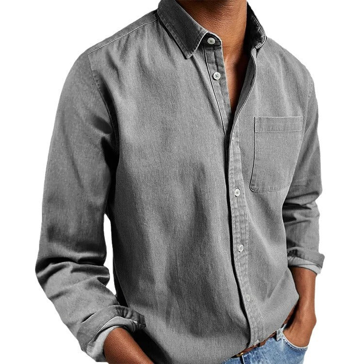 Men's Shirt New Long-Sleeved Lapel Men's Shirt
