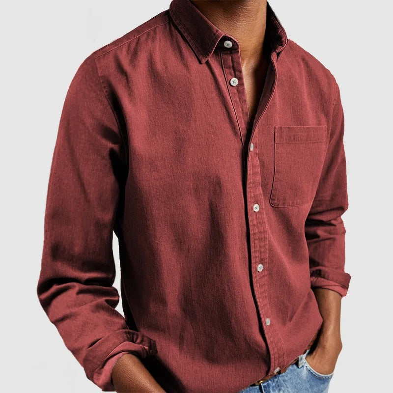 Men's Shirt New Long-Sleeved Lapel Men's Shirt