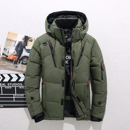 Men's Short Down Jacket Winter Casual Outdoor Thickened Hooded Coat