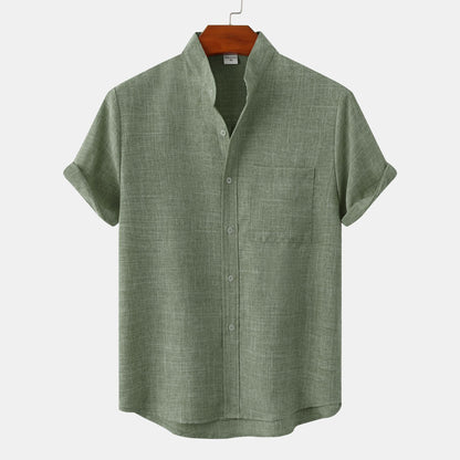 Men's Short Sleeve Cotton Linen Shirt
