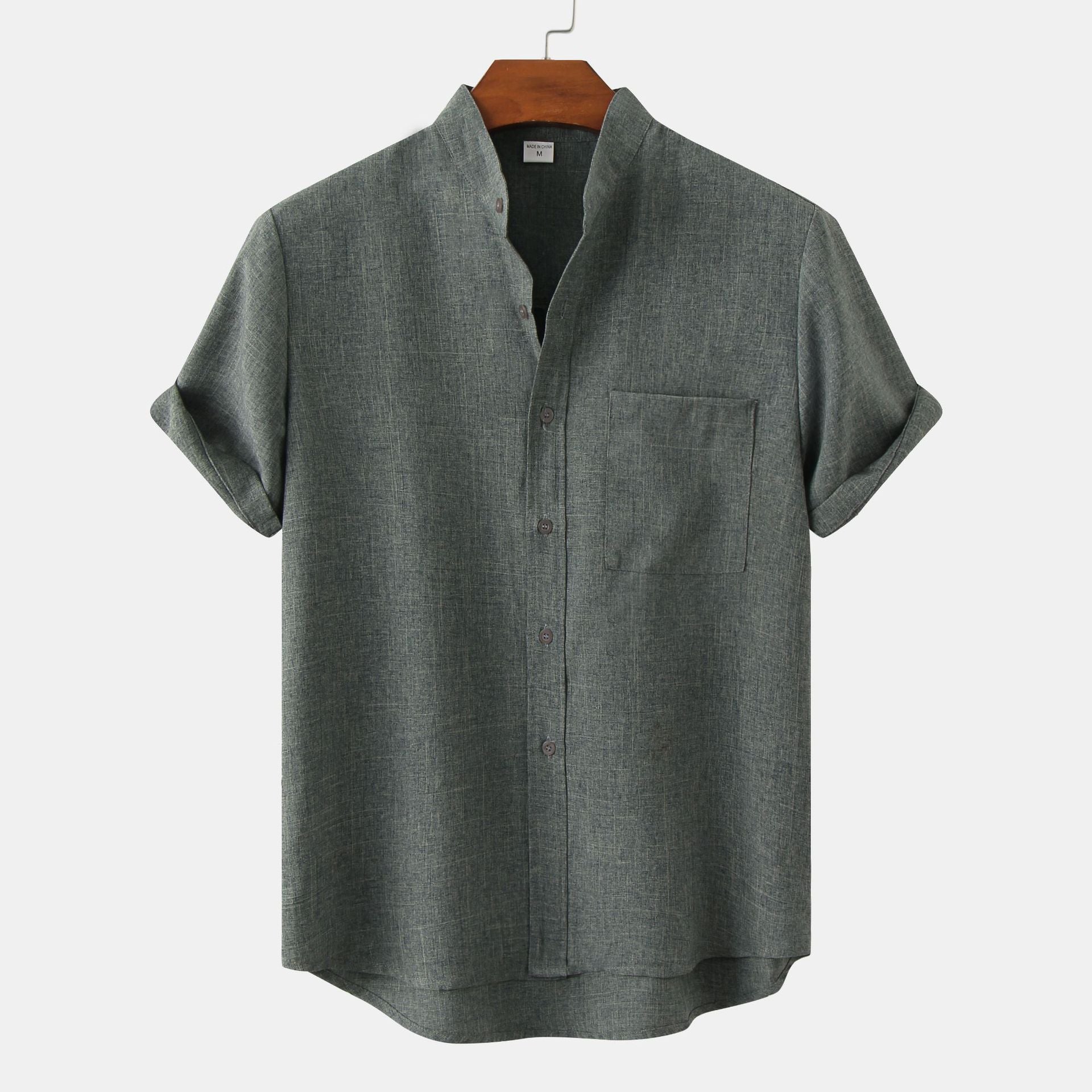 Men's Short Sleeve Cotton Linen Shirt