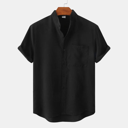Men's Short Sleeve Cotton Linen Shirt